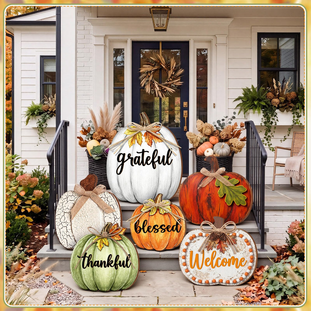 Moucuny pumpkin porch signs showcasing their size and design