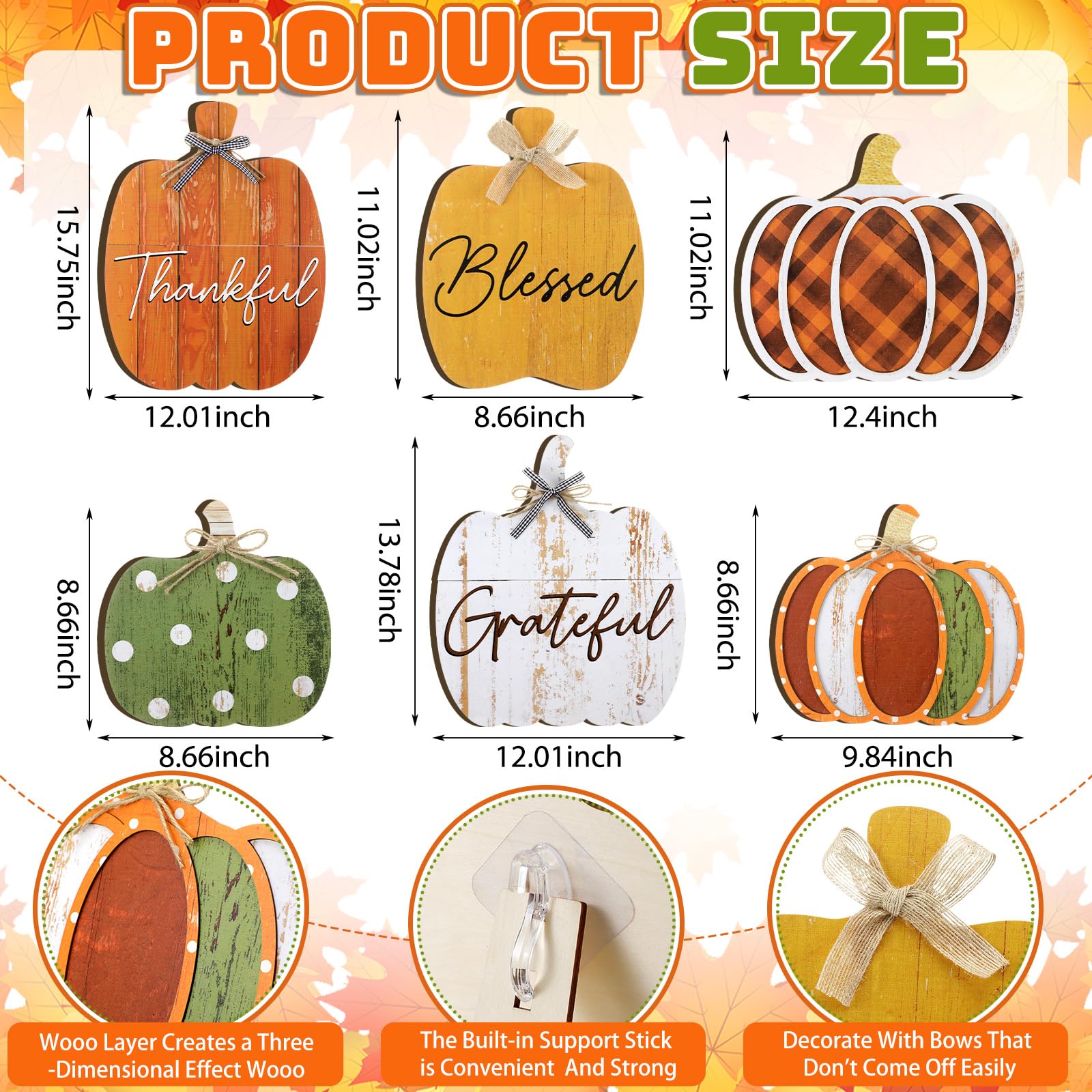 Moucuny set of 6 pumpkin signs in autumn setting