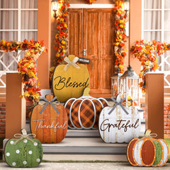 Moucuny wooden pumpkin porch sign front view
