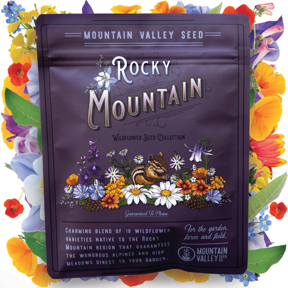 Mountain Valley Seed Company Rocky Mountain Wildflower Seed Mix 2 oz package front view