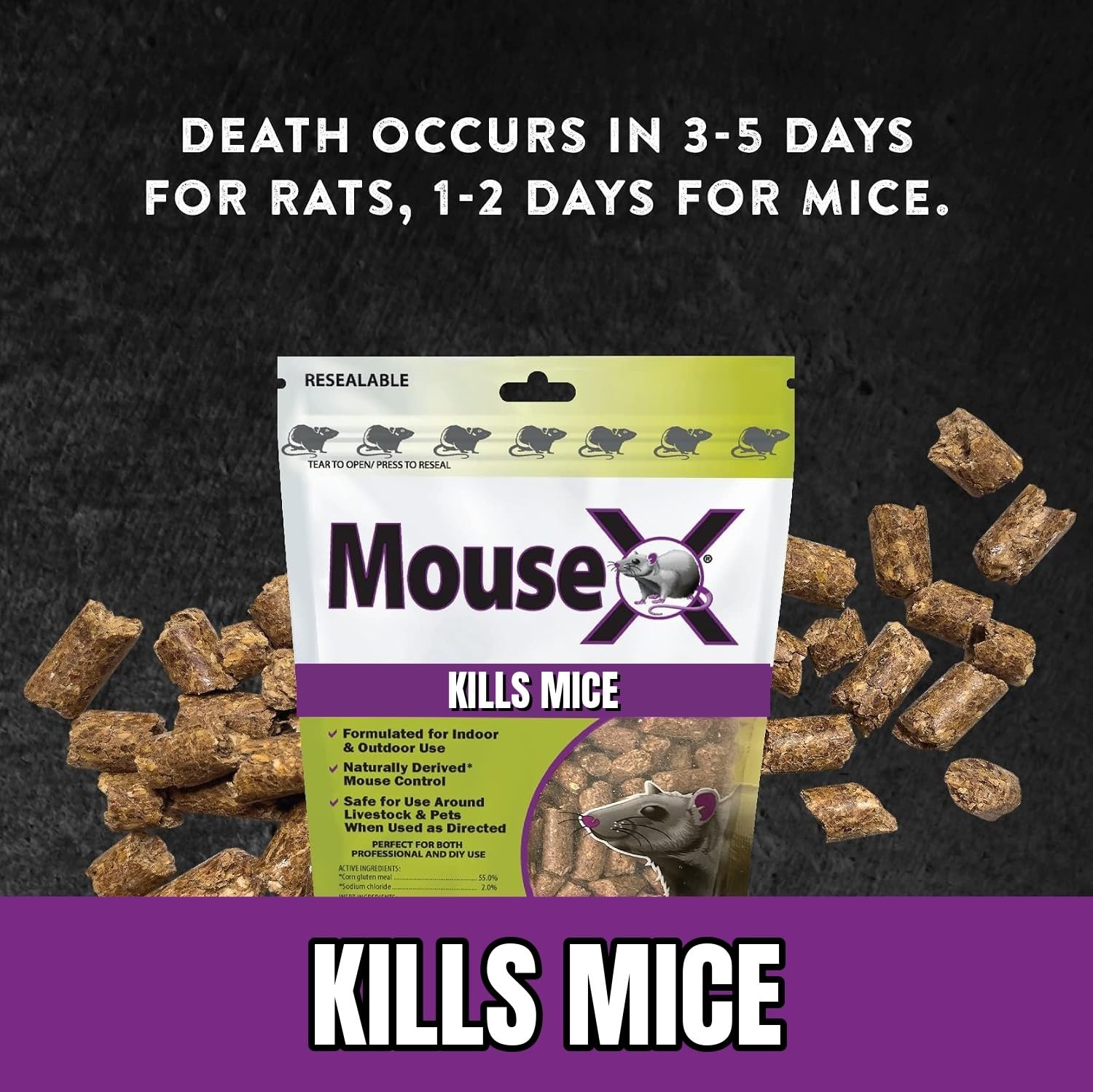 MouseX Pellets displayed on a wooden surface