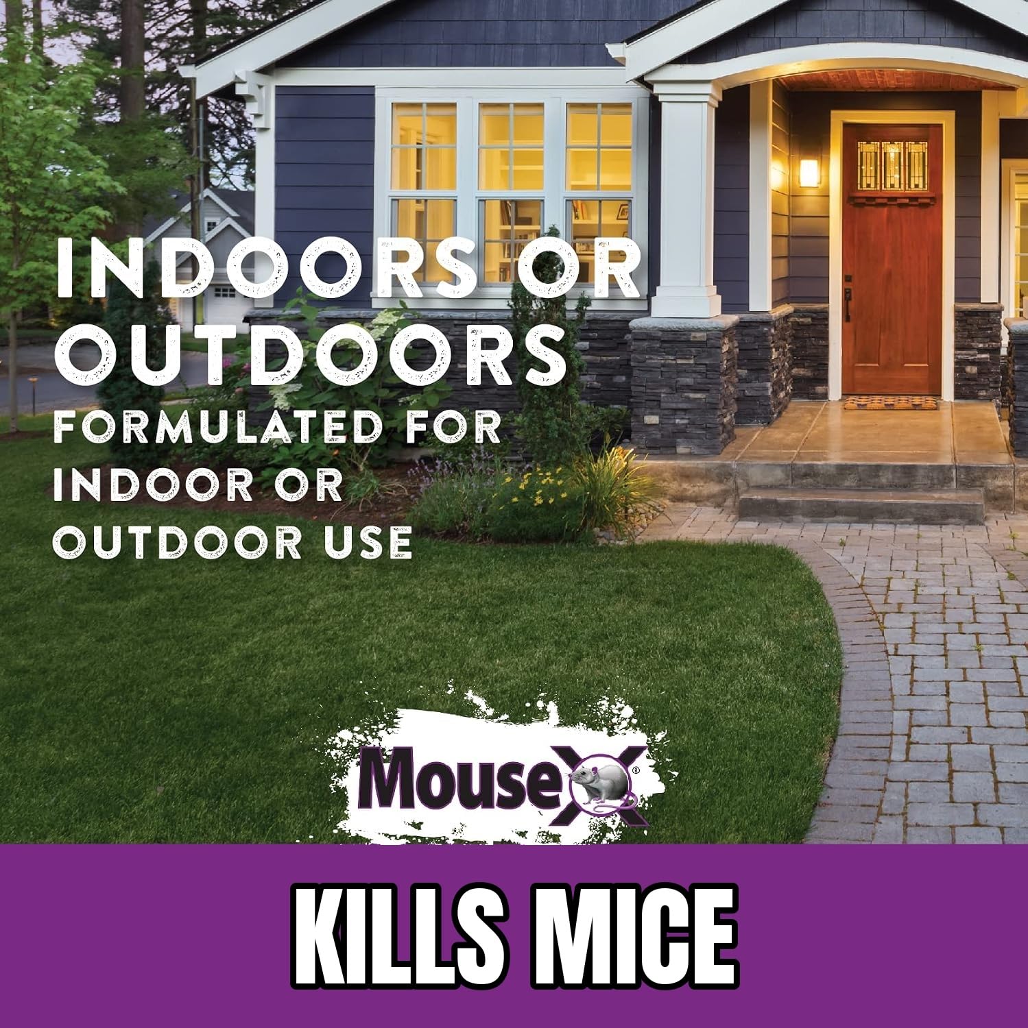 MouseX Pellets in an outdoor setting near a garage