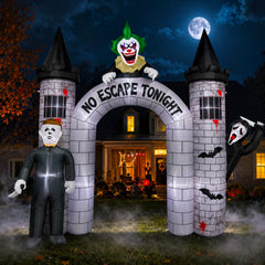 Mowholm 10FT Halloween Inflatable Archway front view with LED lights