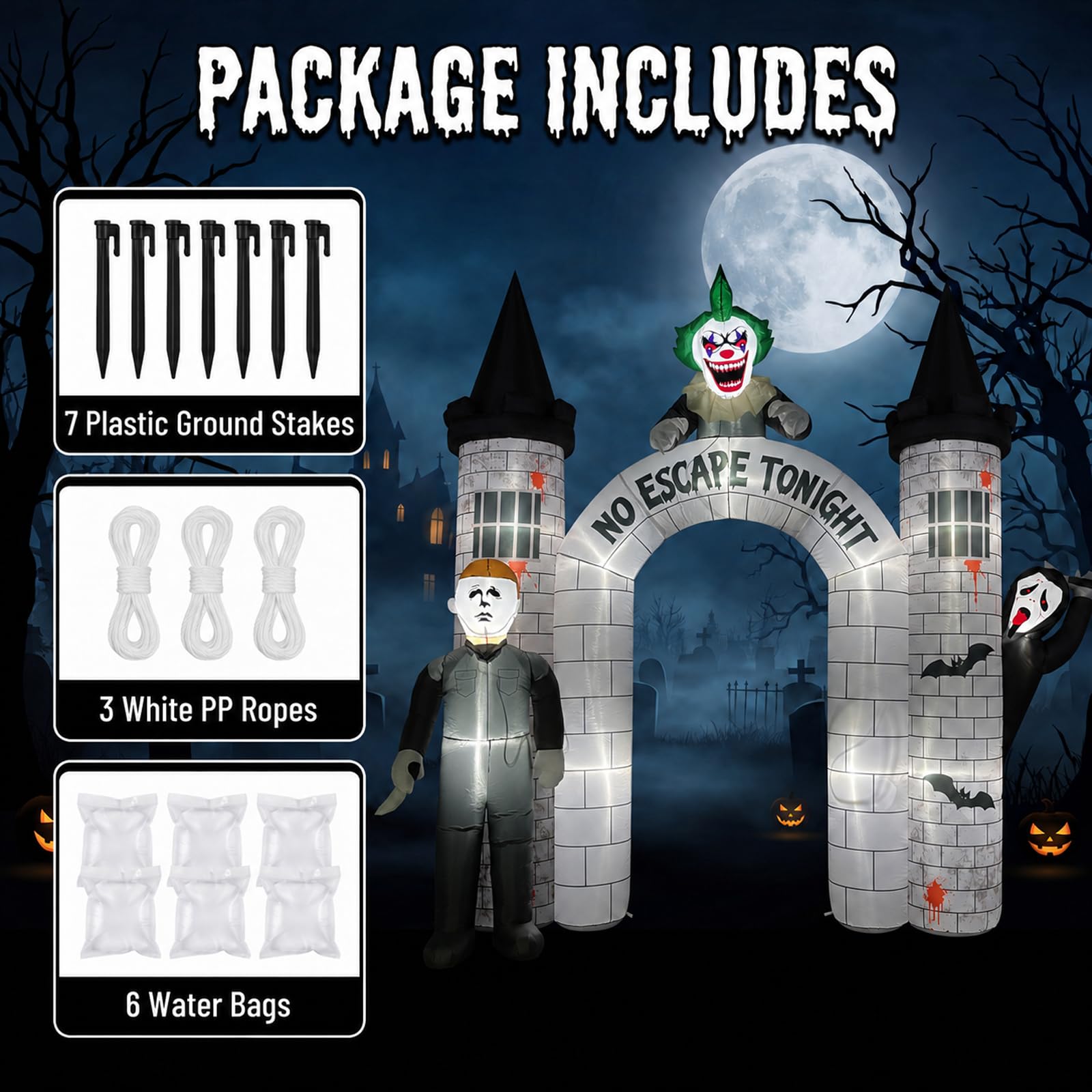 Mowholm 10FT Halloween Inflatable Archway in a garden setting
