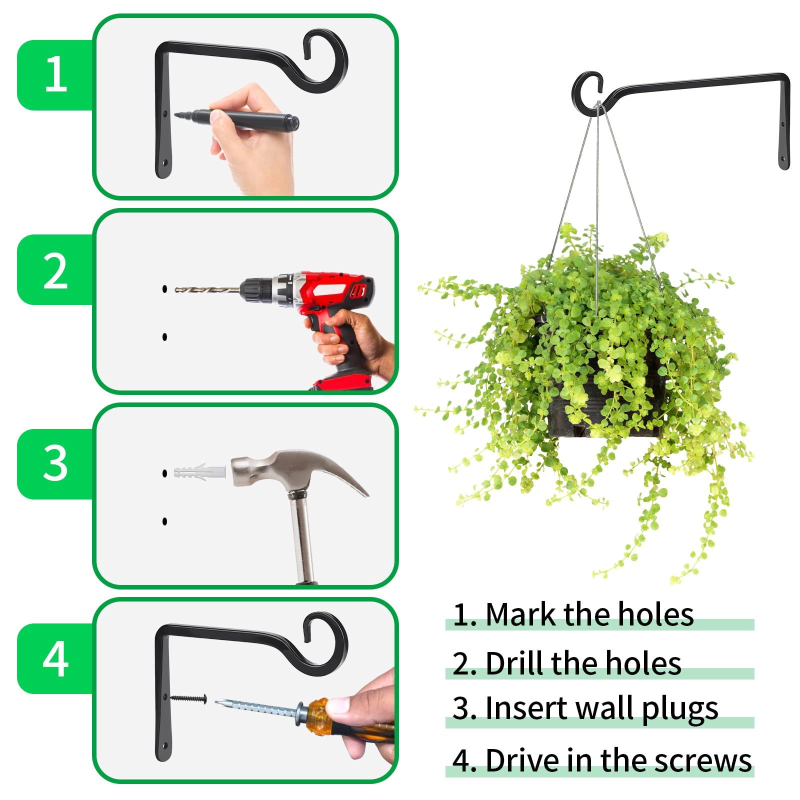 MOWPOG 10 Inch Plant Hanger displaying wind chimes
