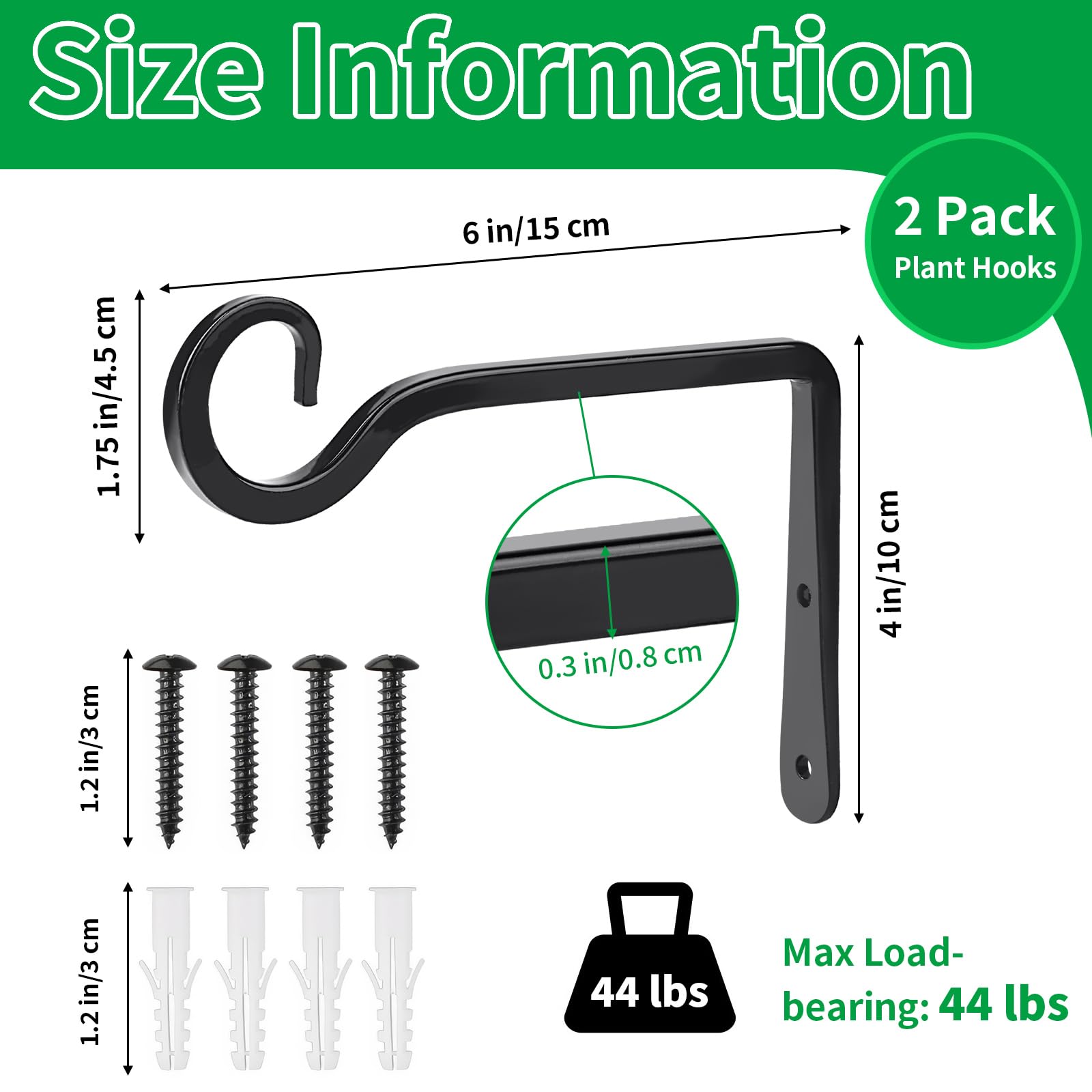 MOWPOG 6 Inch plant hangers with included screws and wall anchors