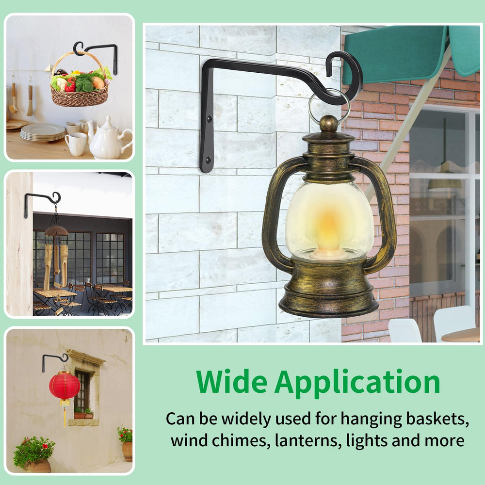 MOWPOG 6 Inch plant hooks shown in various outdoor settings