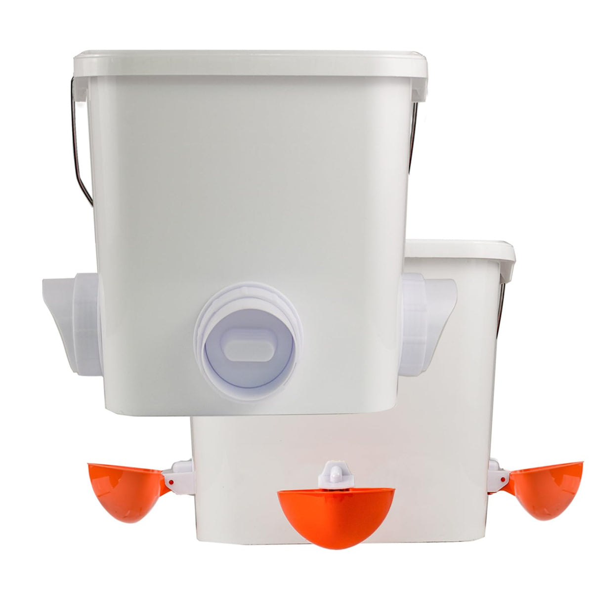 mozoba Automatic Chicken Feeder and Waterer Set with white finish