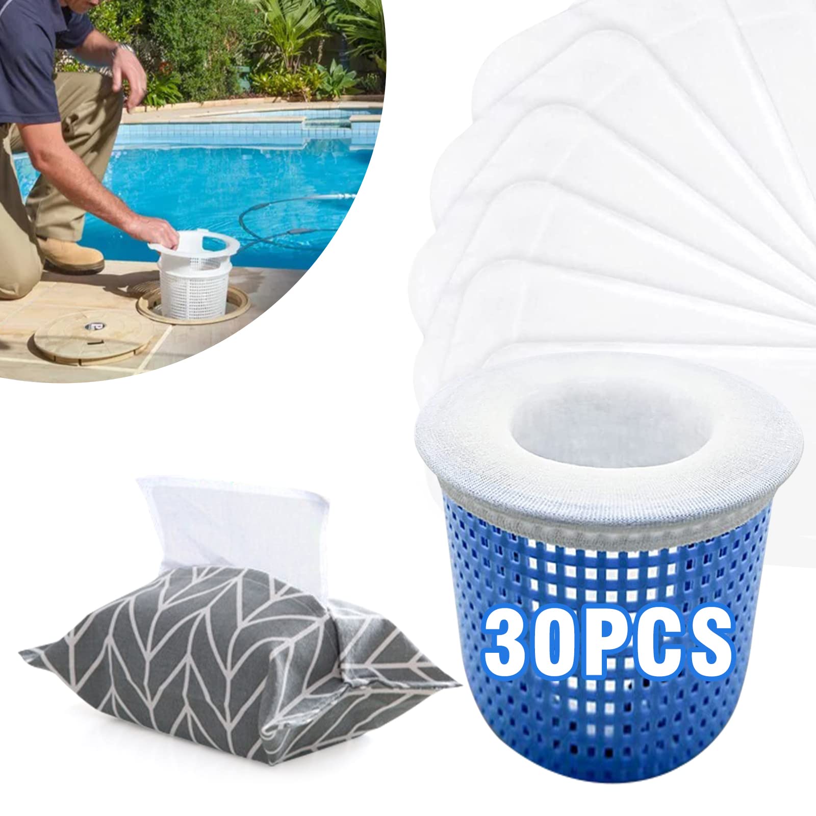 MPINOI 30PCS Pool Skimmer Filter Socks front view