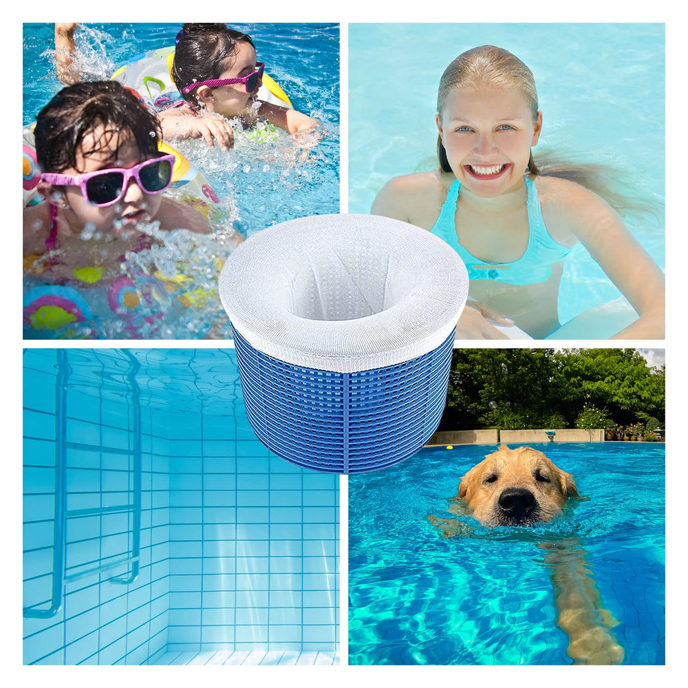 MPINOI skimmer socks displayed on a pool skimmer basket