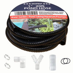 MPOBSP Corrugated Pond Tubing 20 Feet, Black exterior view