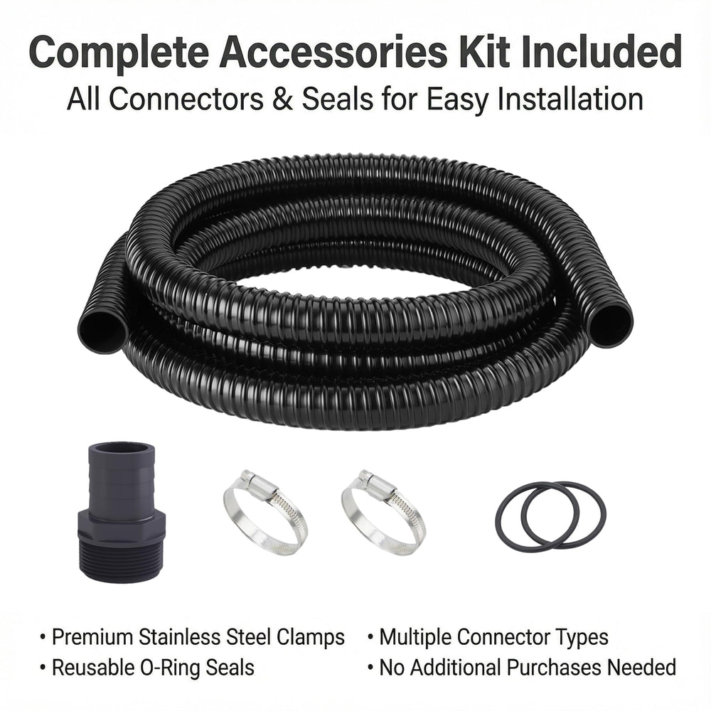 MPOBSP Pond Tubing with stainless steel hose clamps