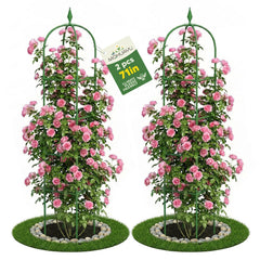 MQHUAYU 6 FT Garden Obelisk Trellis front view in green