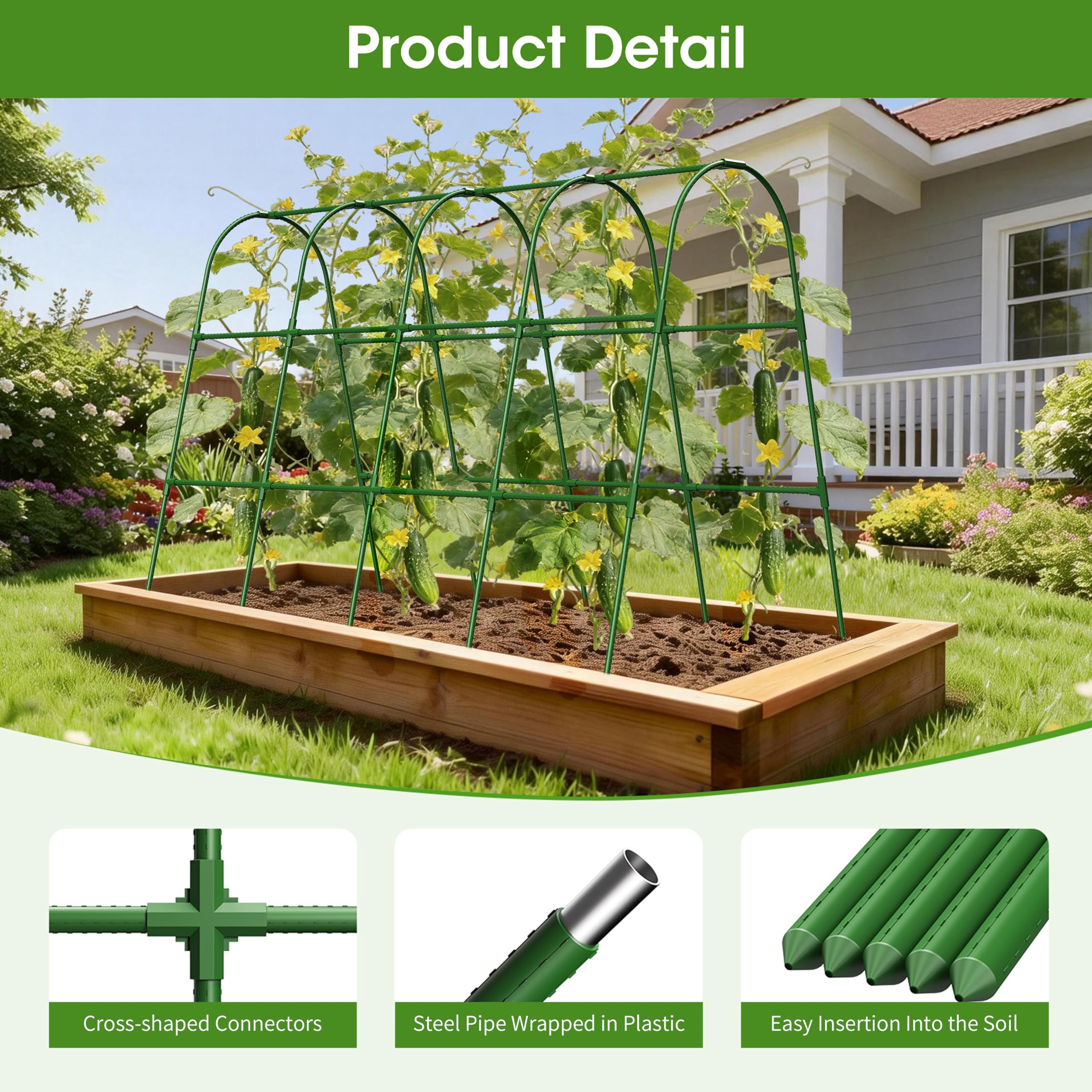 MQHUAYU Cucumber Trellis angled view showing U-shape design