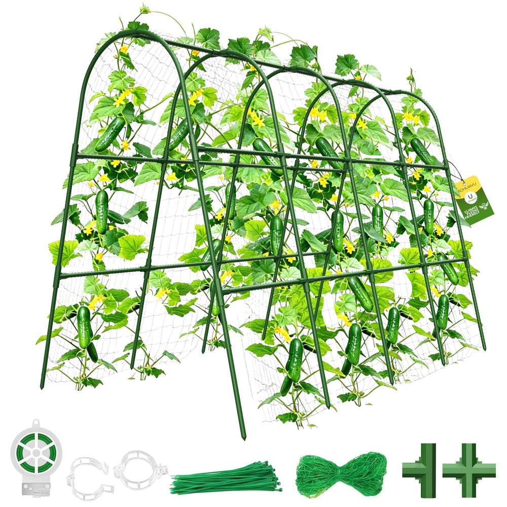 MQHUAYU Cucumber Trellis front view 63" L x 21.6" W x 47.2" H in green