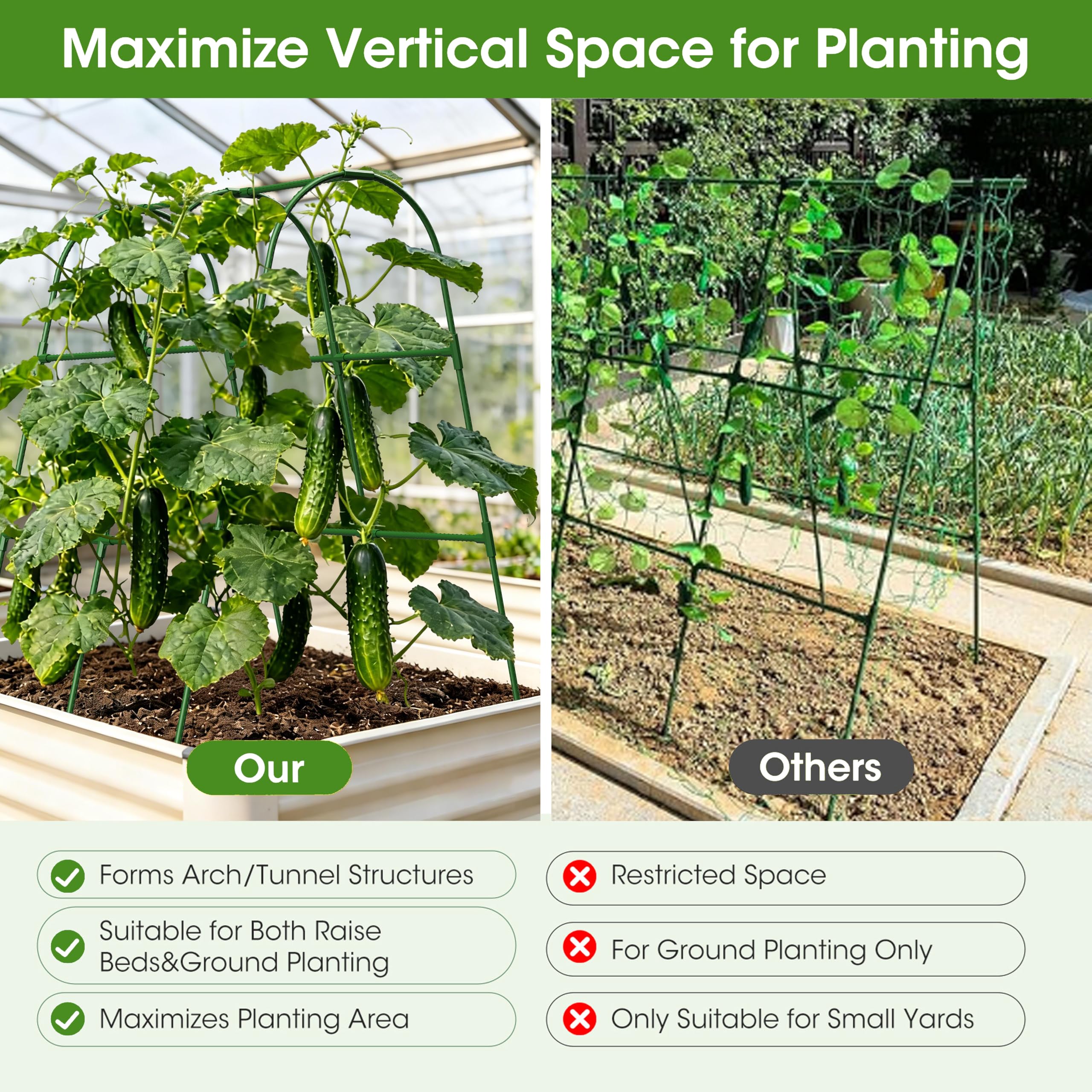 MQHUAYU Cucumber Trellis package contents including clips and ties