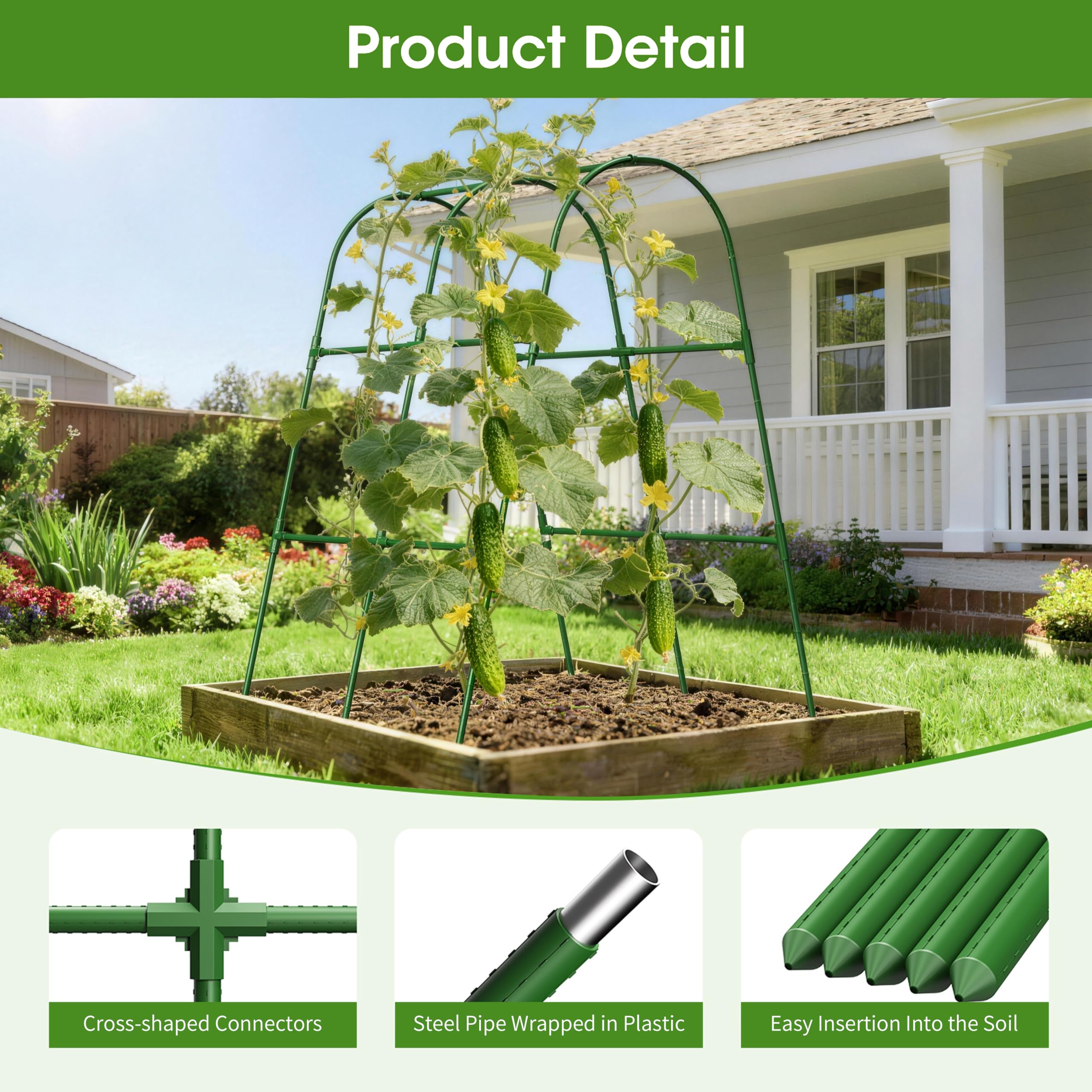 MQHUAYU Cucumber Trellis side view showing arch design