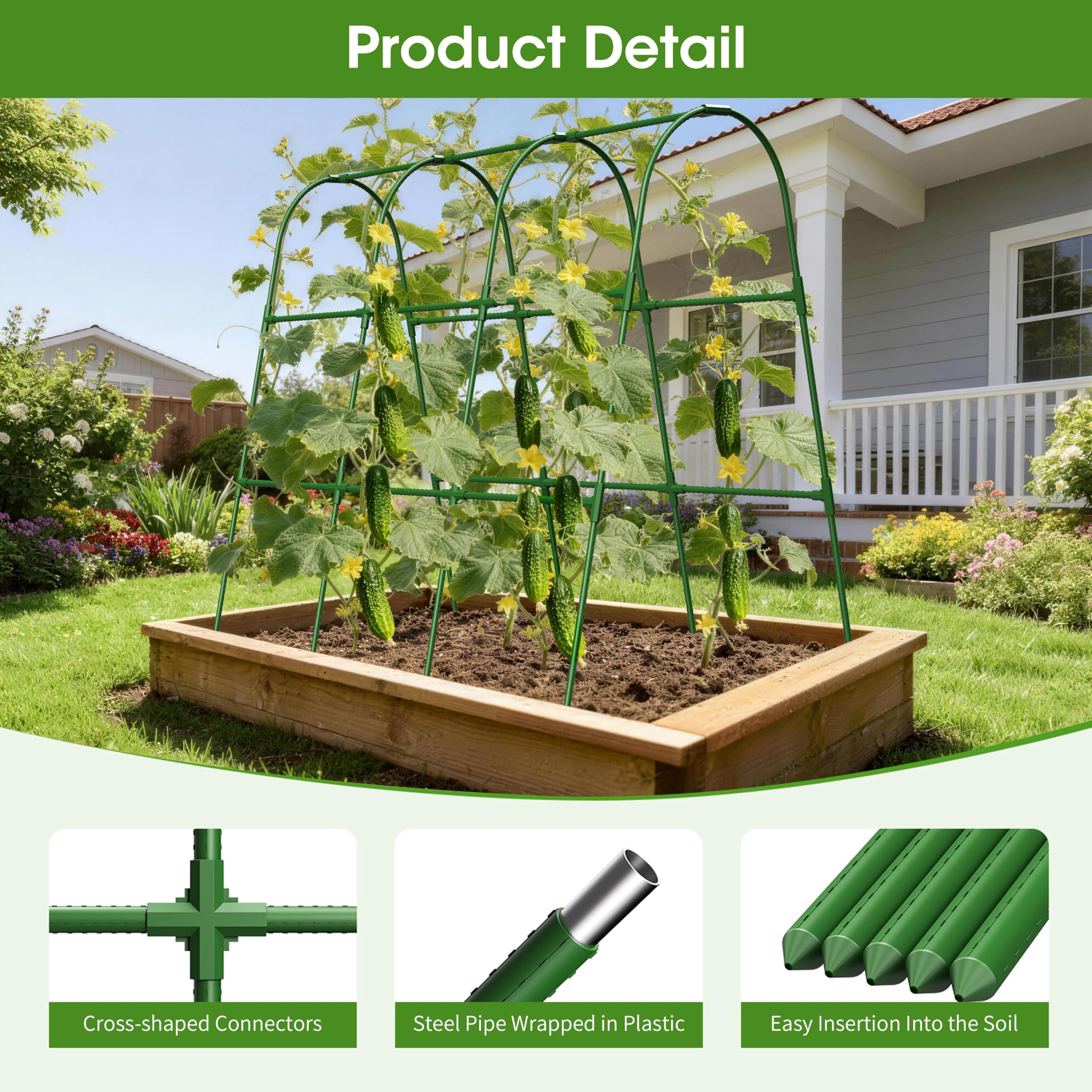 MQHUAYU Cucumber Trellis U-Shape Green side view