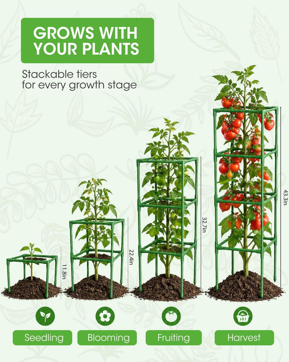 MQHUAYU tomato cage installed in garden with climbing plants