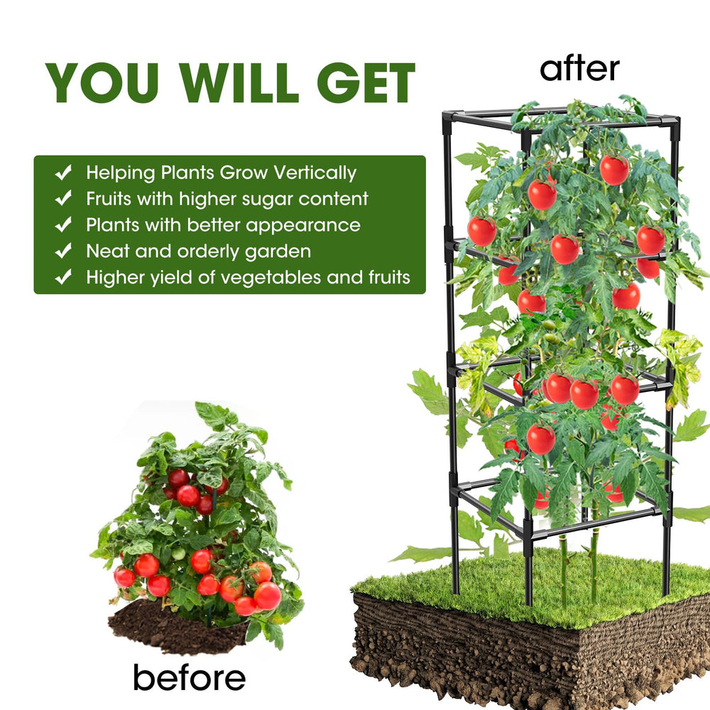 MQHUAYU tomato cage with climbing plants, demonstrating support
