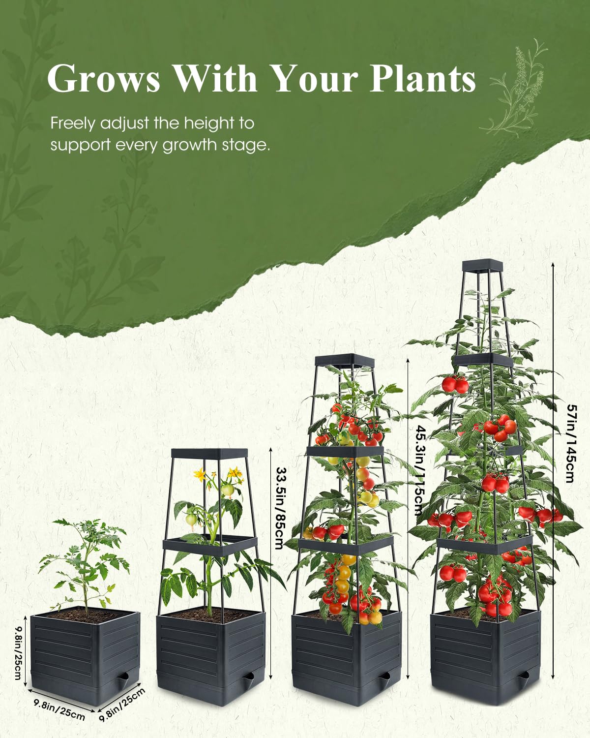 MQHUAYU Tomato Planter with climbing plants in garden