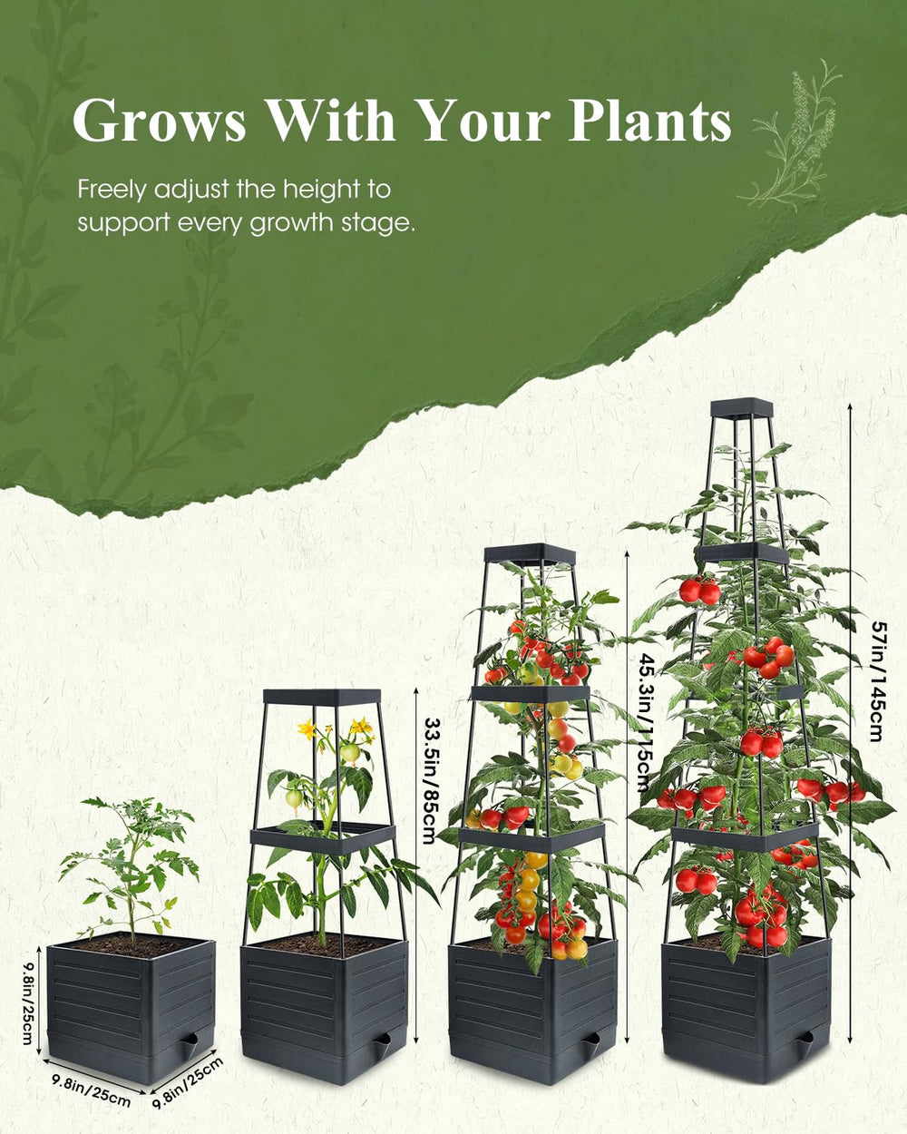 MQHUAYU Tomato Planter with climbing plants in garden