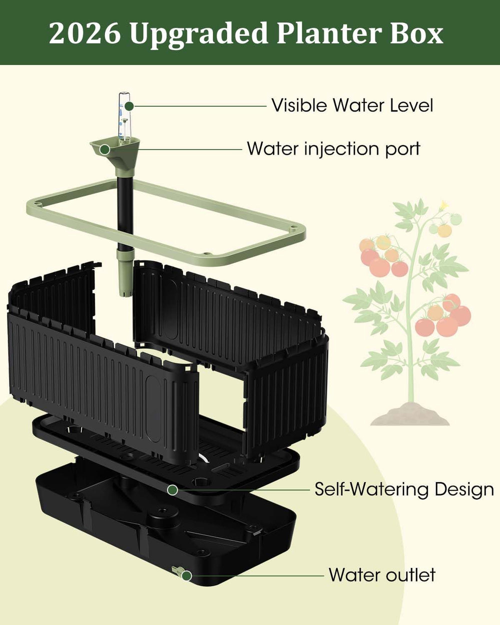 MQJIAZHI Self Watering Tomato Planter filled with soil and plants