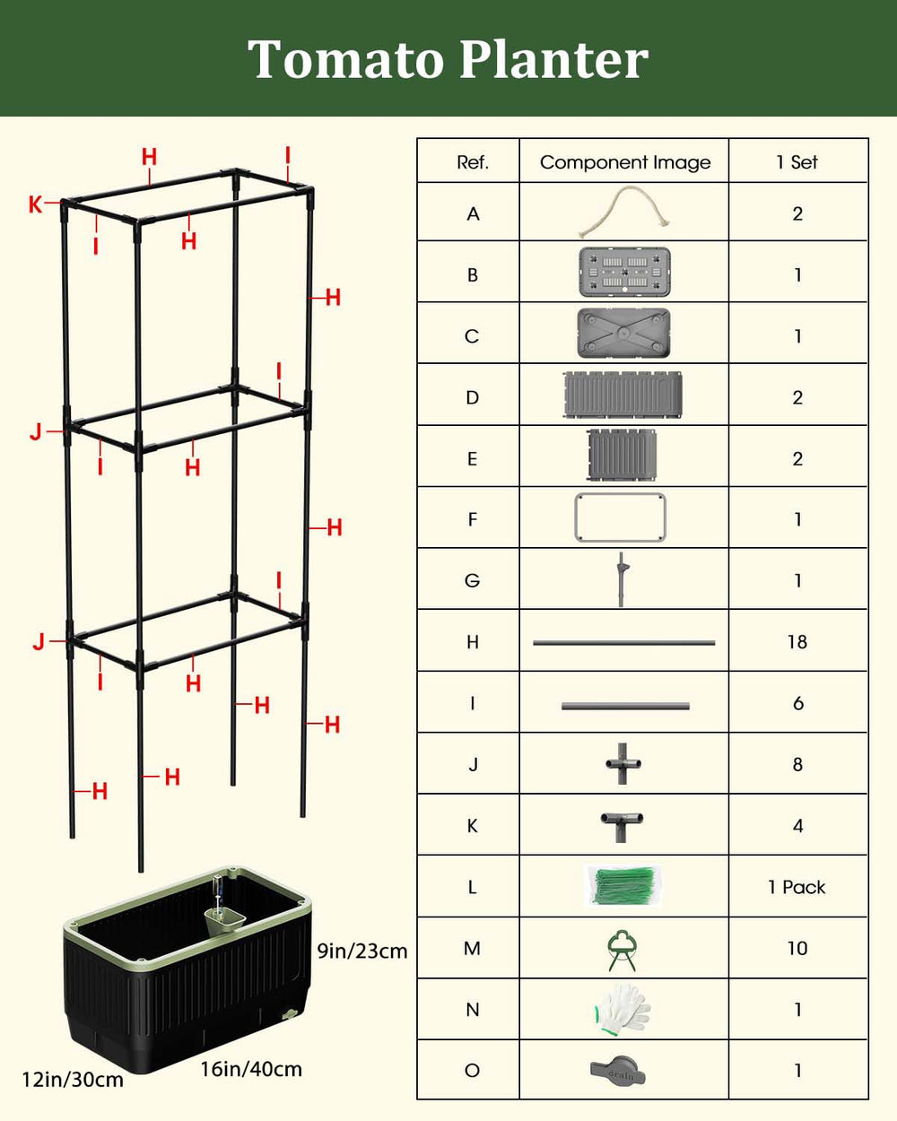 MQJIAZHI Self Watering Tomato Planter, top view