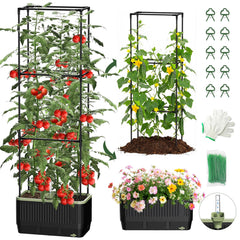 MQJIAZHI Self Watering Tomato Planter with Trellis, black side view