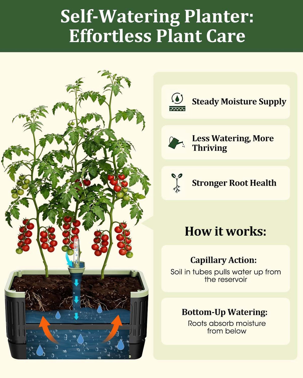 MQJIAZHI Self Watering Tomato Planter with trellis, patio setting