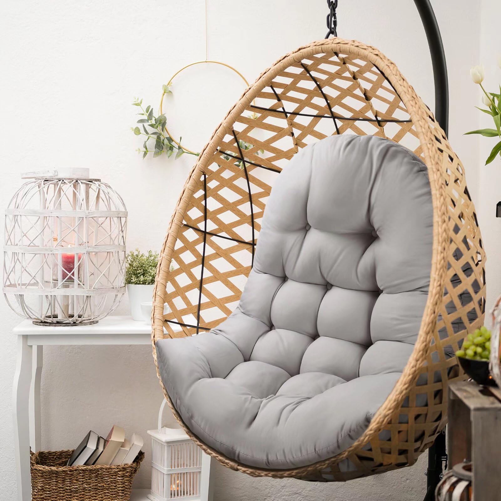 MQK Egg Chair Cushion on patio swing