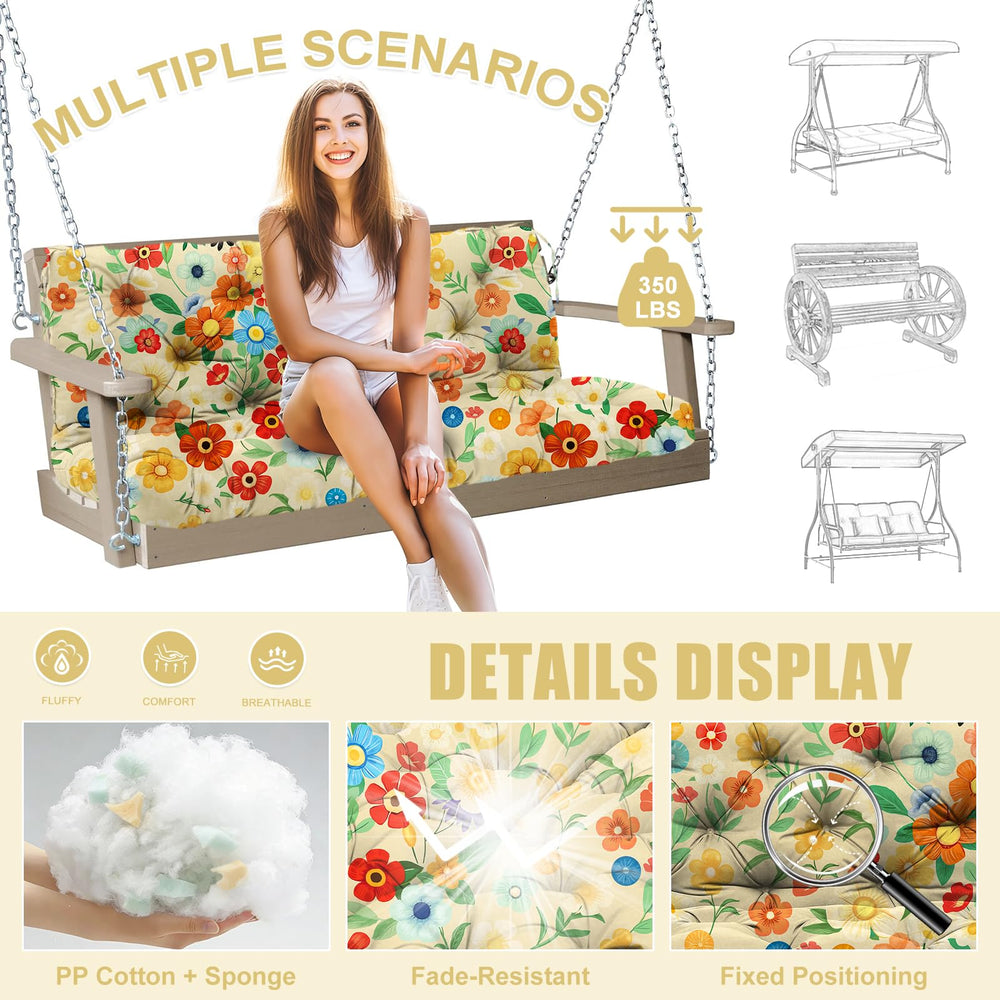MQSXBF porch swing cushion in a garden setting