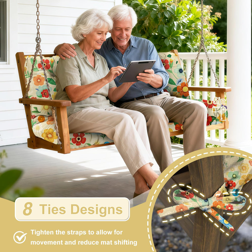 MQSXBF porch swing cushion with anti-slip ties