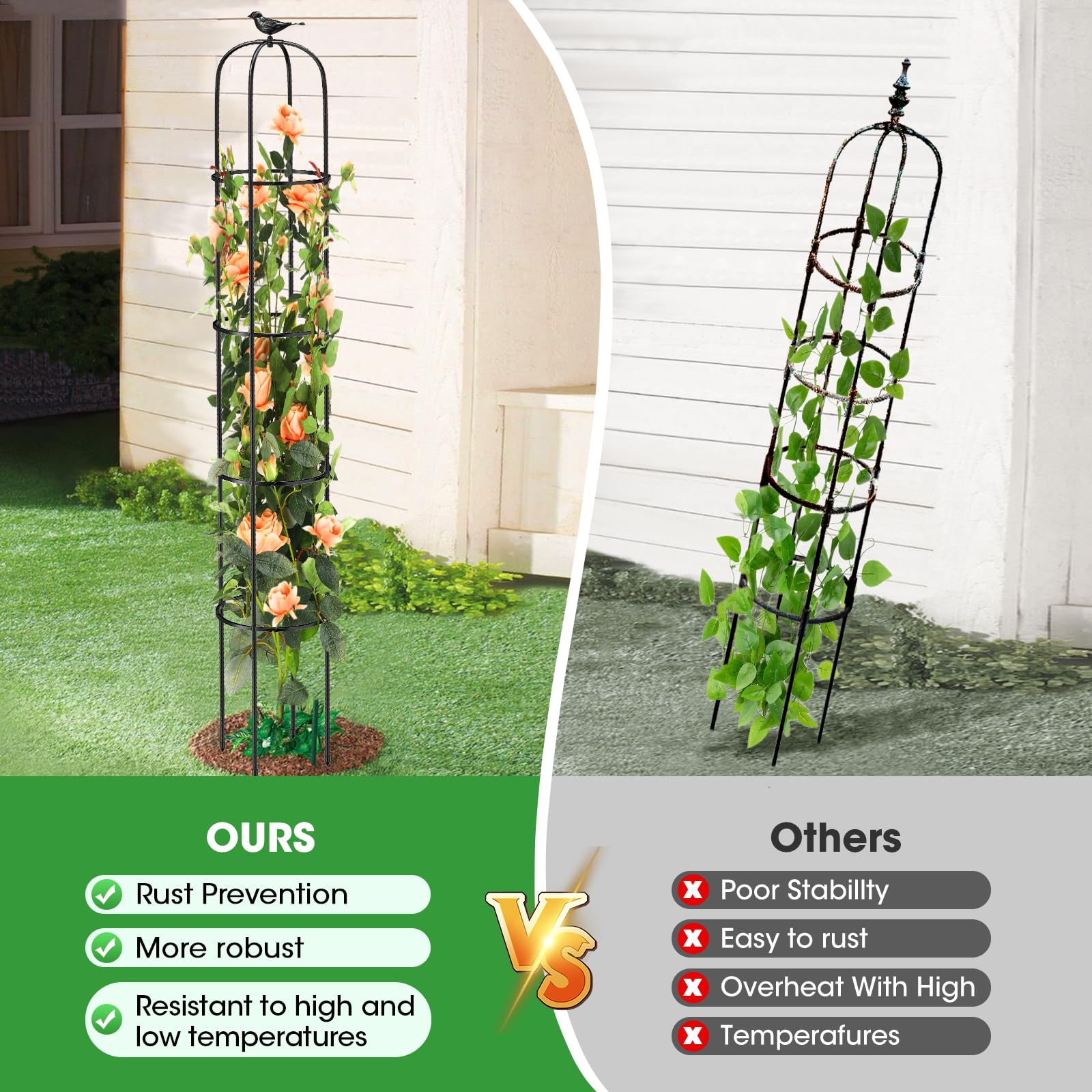 MQUPIN Garden Trellis with 4 stakes inserted into soil
