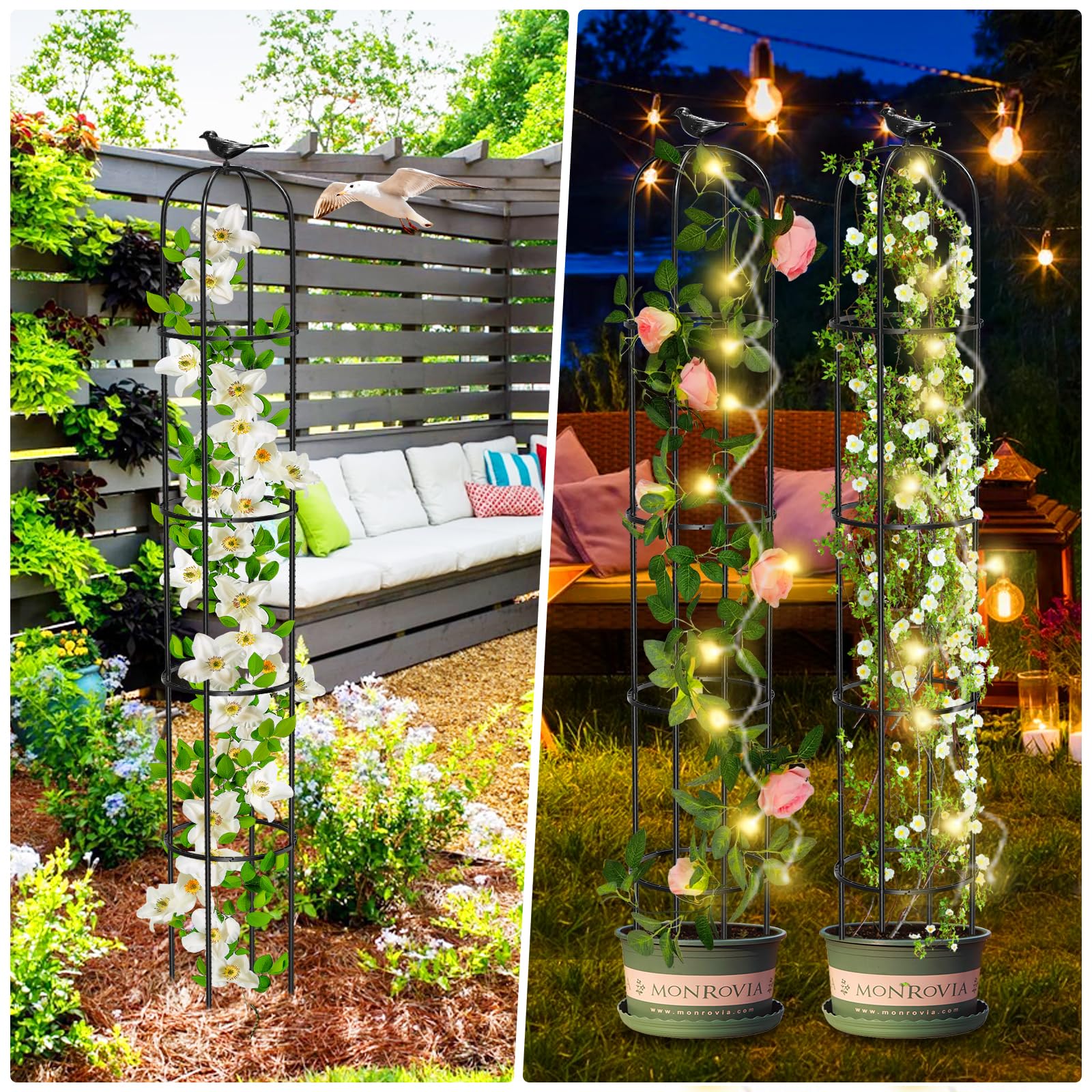 MQUPIN trellis supporting climbing roses in a garden