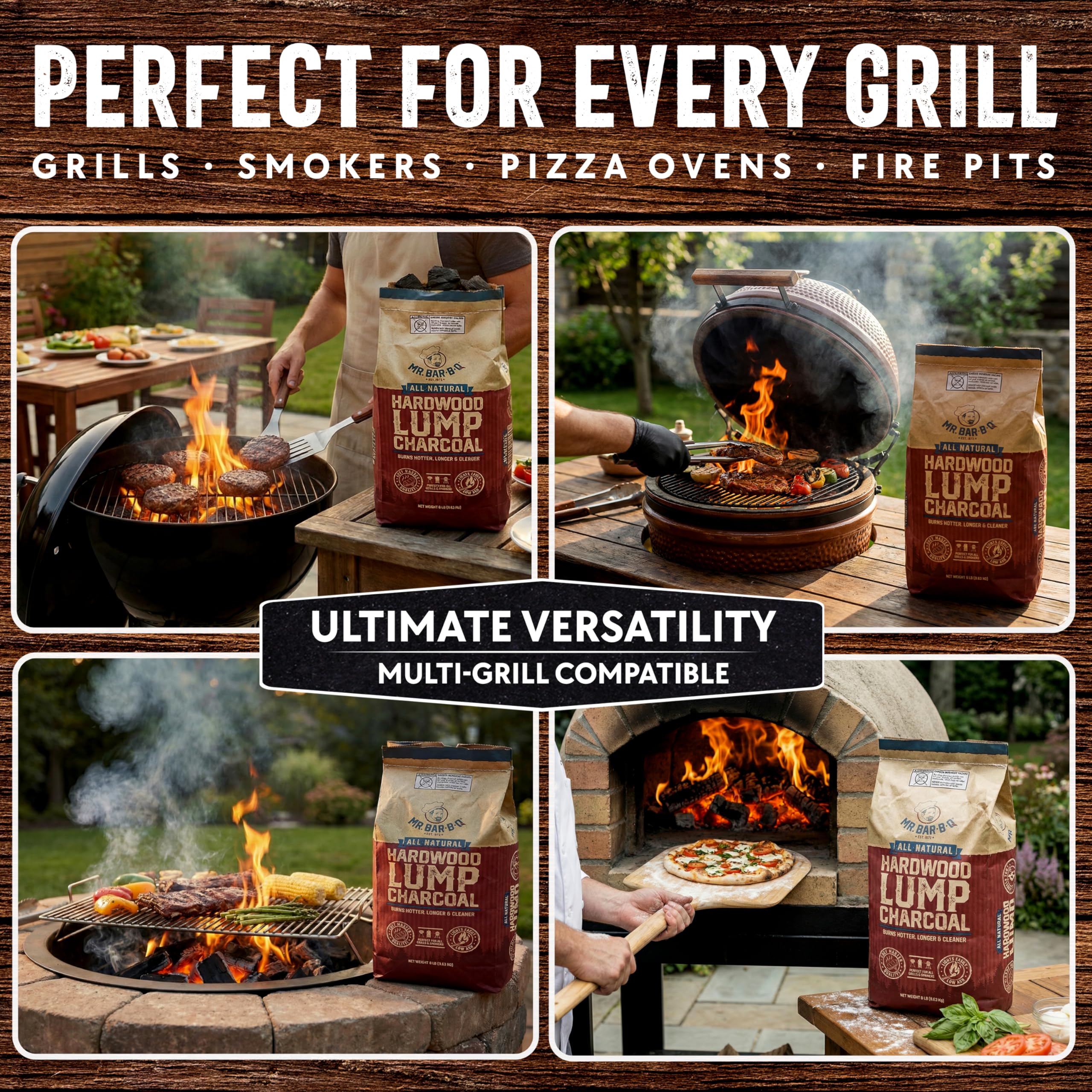Mr. Bar-B-Q charcoal burning in a grill