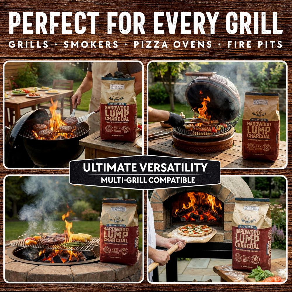 Mr. Bar-B-Q charcoal burning in a grill