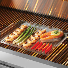 Mr. Bar-B-Q grill topper pan side handles close-up