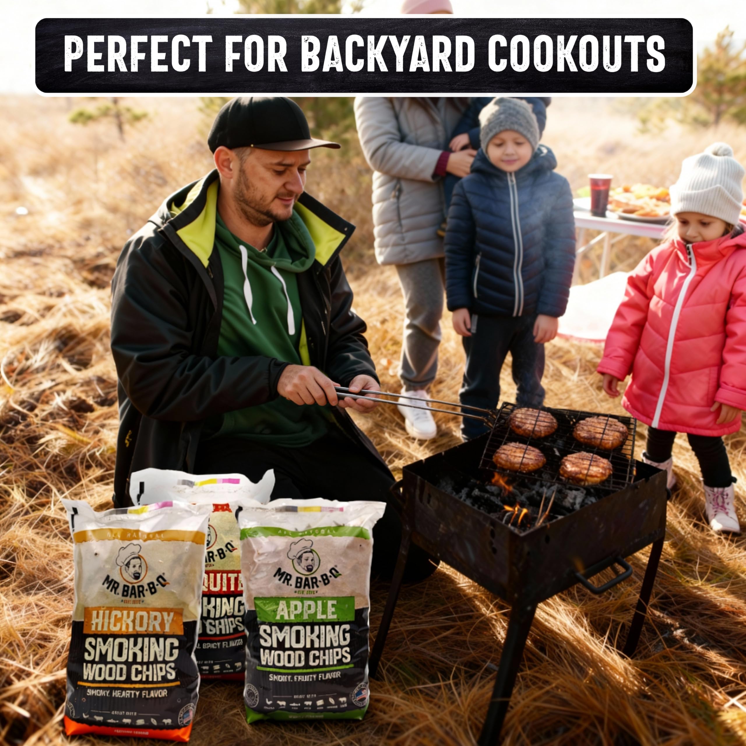 Mr. Bar-B-Q smoker chips bundle displayed outdoors