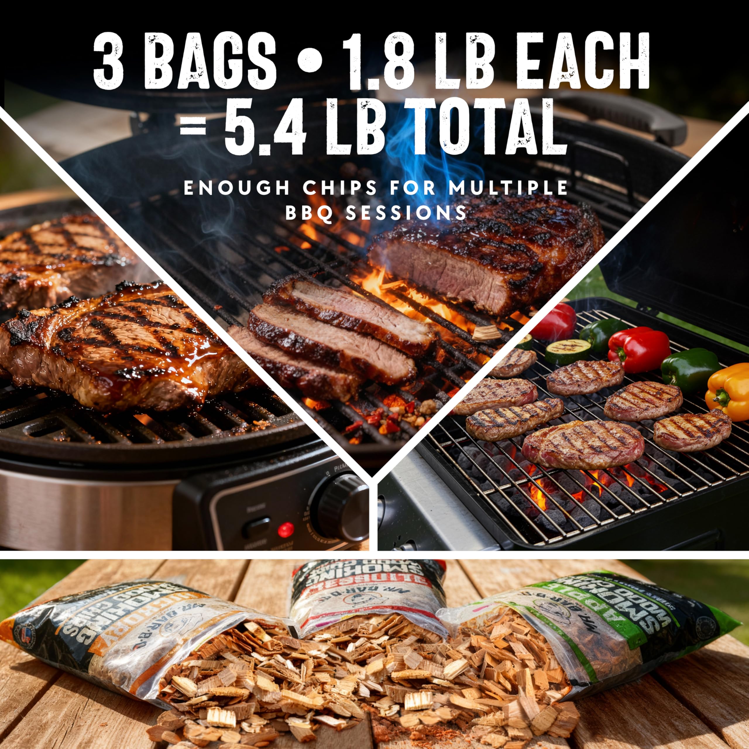 Mr. Bar-B-Q smoker chips variety pack on a grill