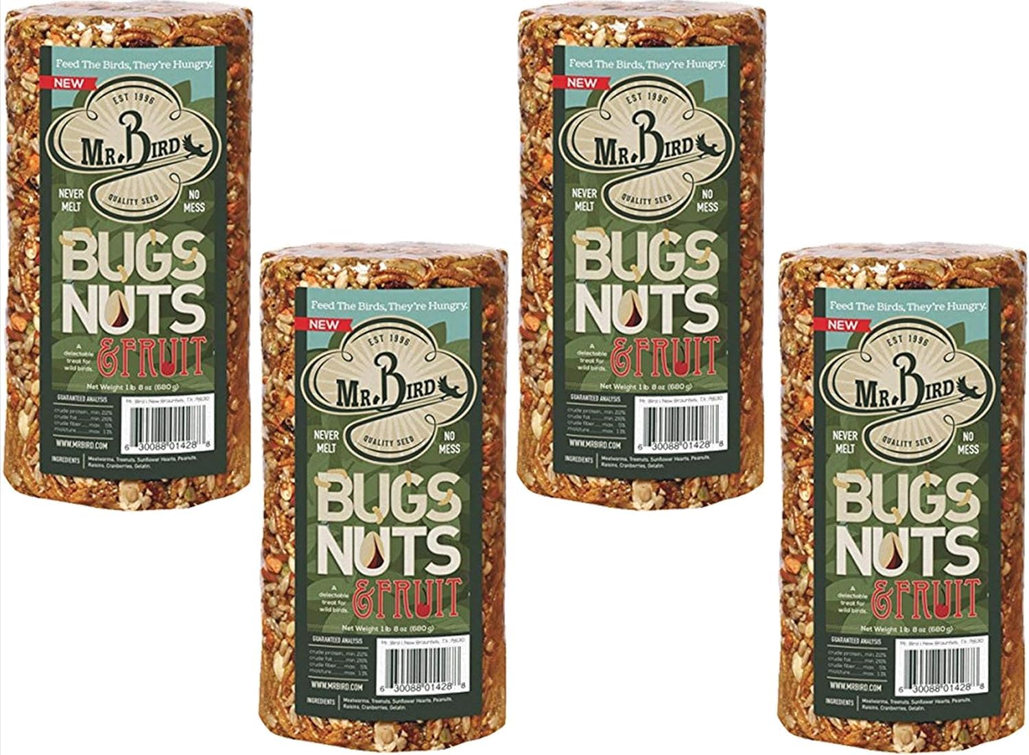 Mr. Bird Bugs, Nuts & Fruit Cylinder 4-Pack, front view