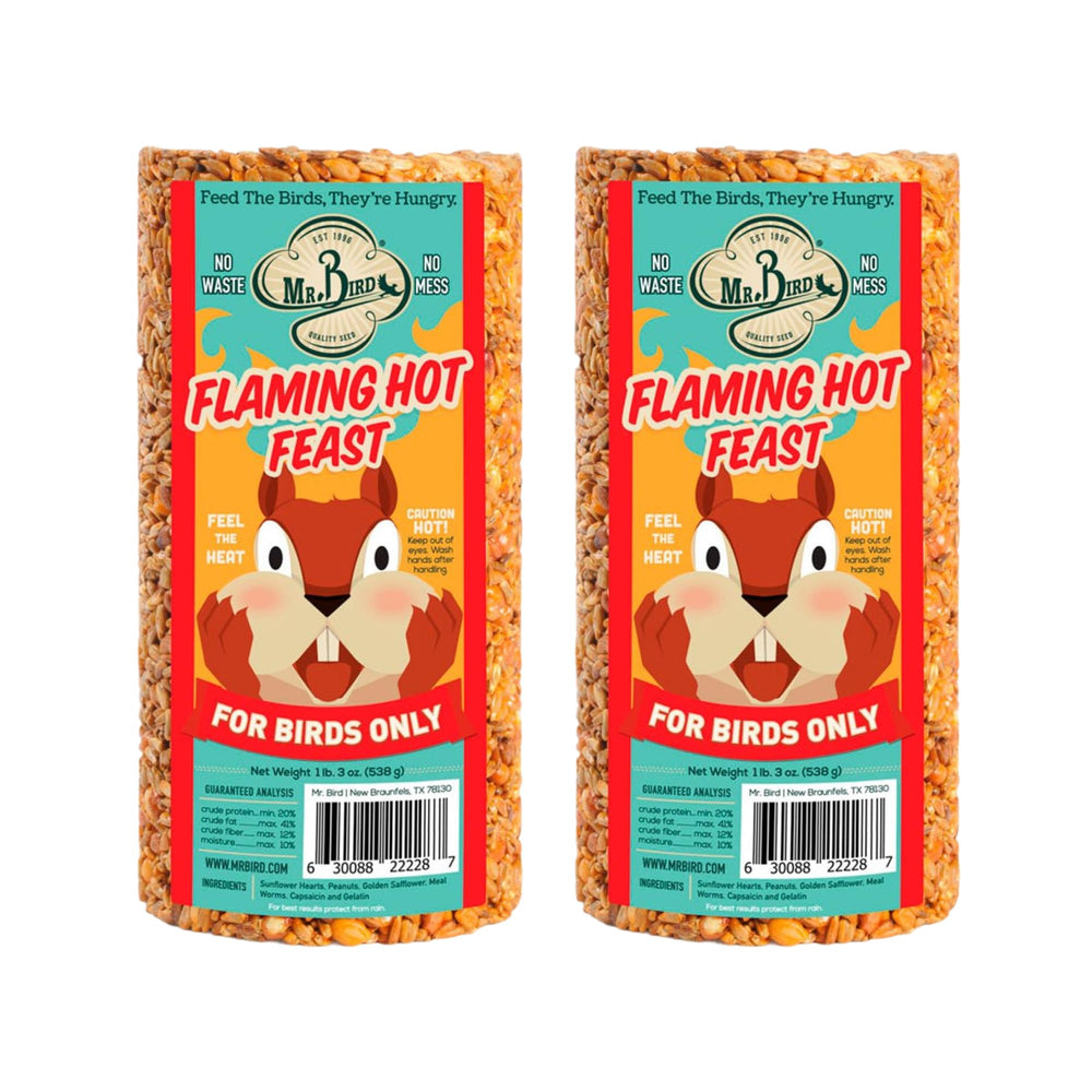Mr. Bird Flaming Hot Feast Bird Seed 19 oz cylinder front view