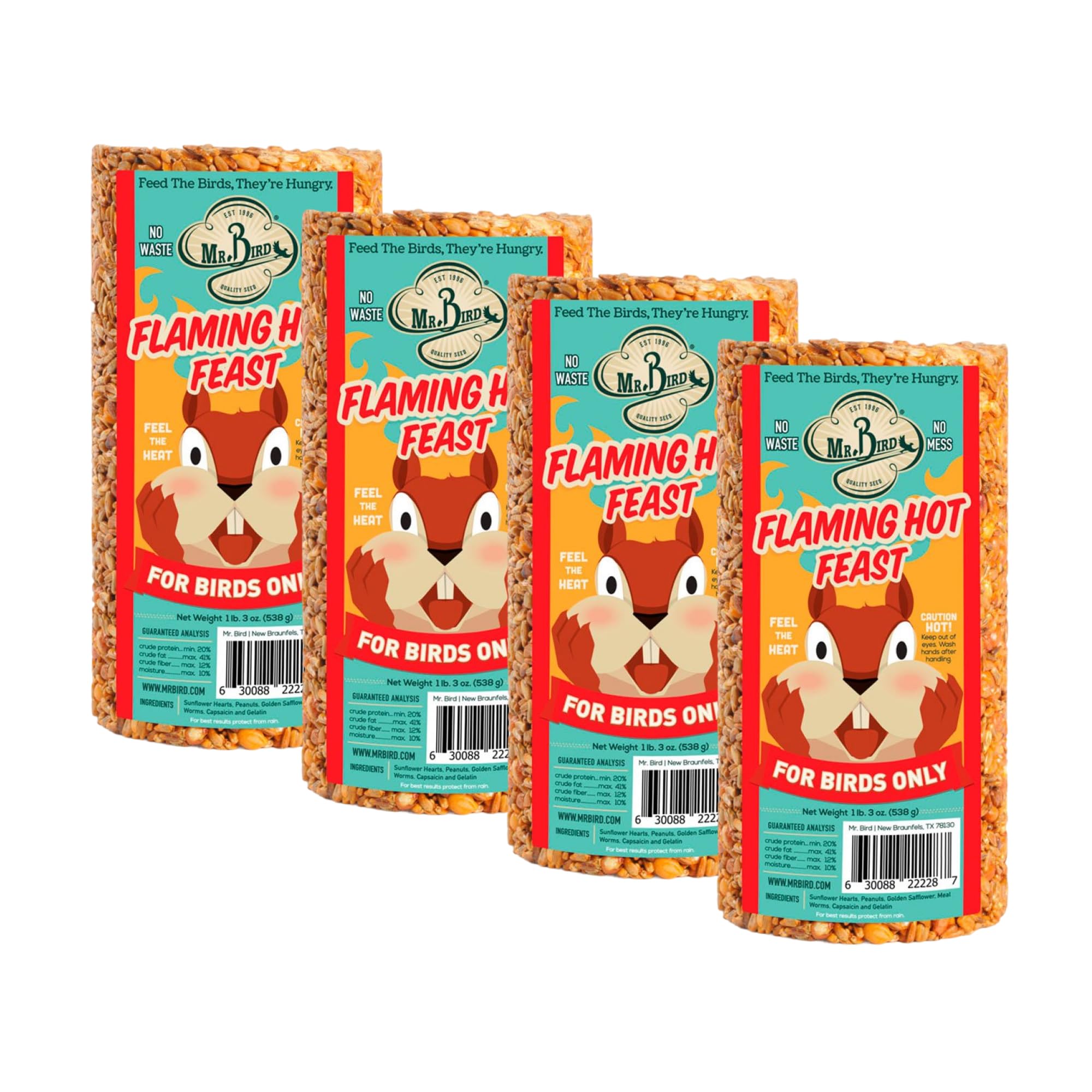 Mr. Bird Flaming Hot Feast Spicy Bird Seed Cylinder front view