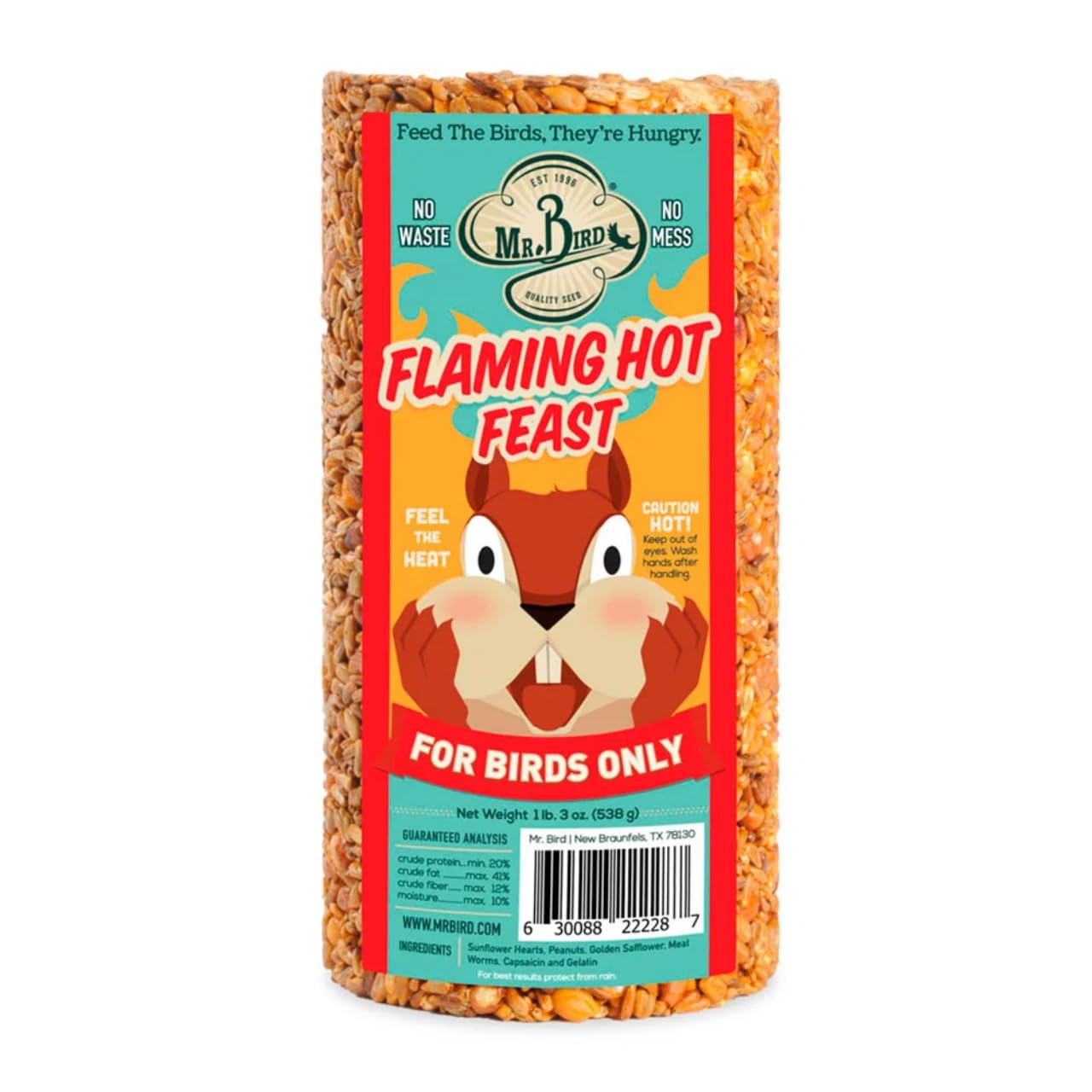 Mr. Bird Flaming Hot Feast Spicy Bird Seed Cylinder front view