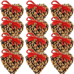 Mr. Bird Little Heart Wild Bird Seed with red raffia hanger