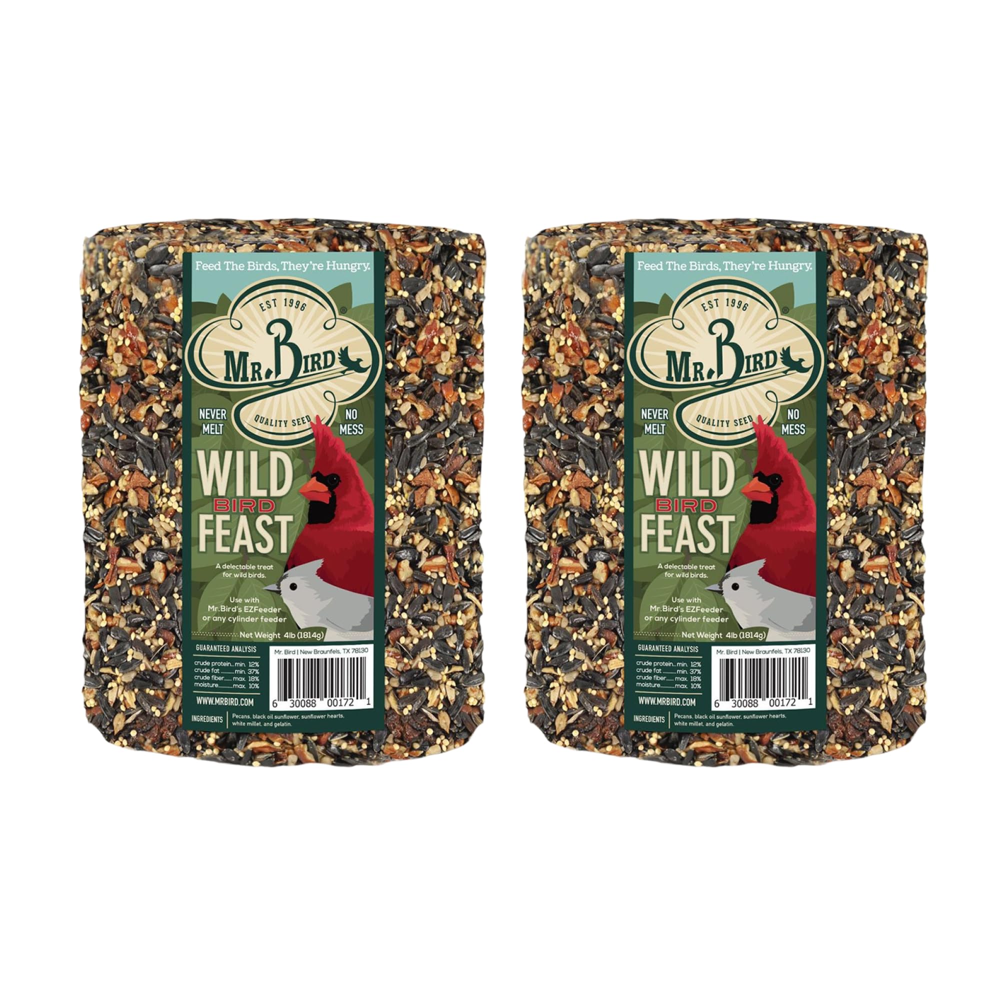 Mr. Bird WildBird Feast Cylinder front view with multicoloured bird seed