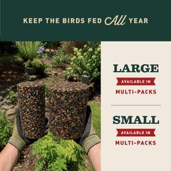 Mr. Bird WildBird Feast Cylinder in a garden feeder with birds feeding