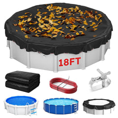 MR. COVER 18 FT Pool Cover for Above Ground Pools, black front view
