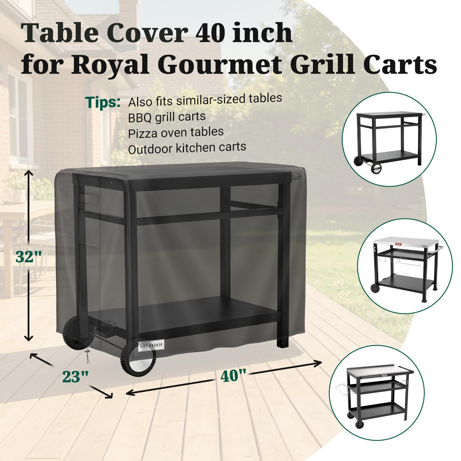 MR. COVER black table cover with adjustable drawstrings