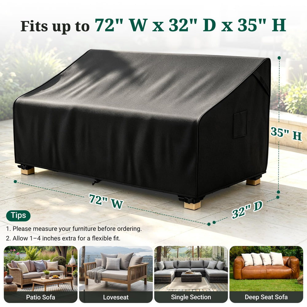 MR. COVER cover on a patio sofa, demonstrating fit
